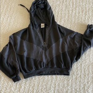 Victoria’s Secret Cropped Black and Gray Hooded Sweatshirt size XSmall